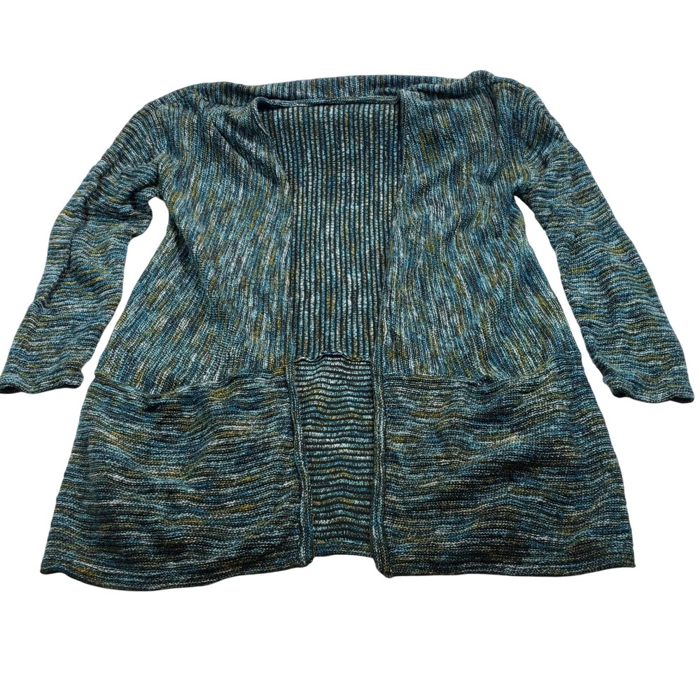 Chadwicks of Boston Women XL Open Front Cardigan Sweater Teal‎ Multi Color Knit